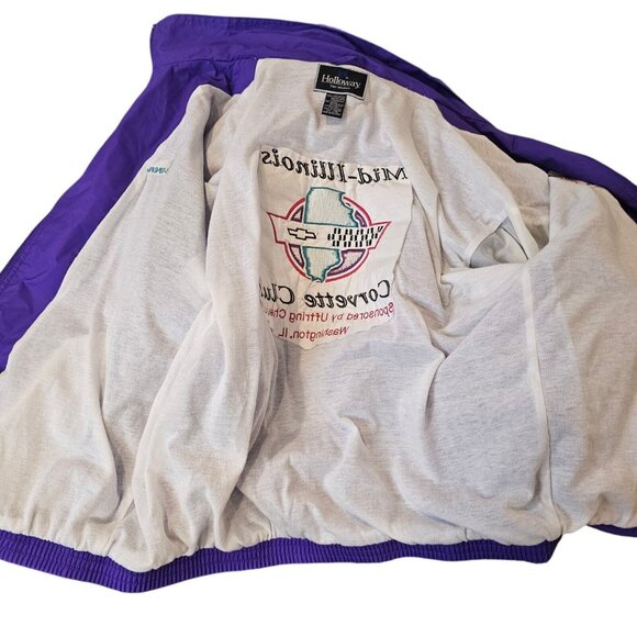 Y2K‎ Corvette Club Washington Windbreaker Jacket Lined Purple Karen Sz M Large - Picture 9 of 14